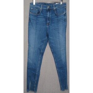 Rag & Bone Jeans 32 Yuki High Waist Skinny Medium Wash Slit Hem High Rise $225‎